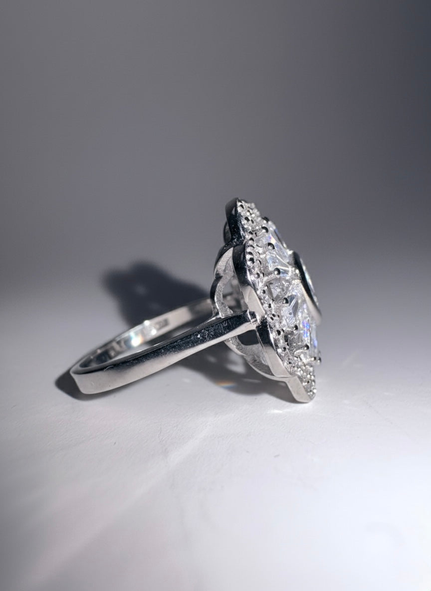 Trillion & Baguette Floral Ring