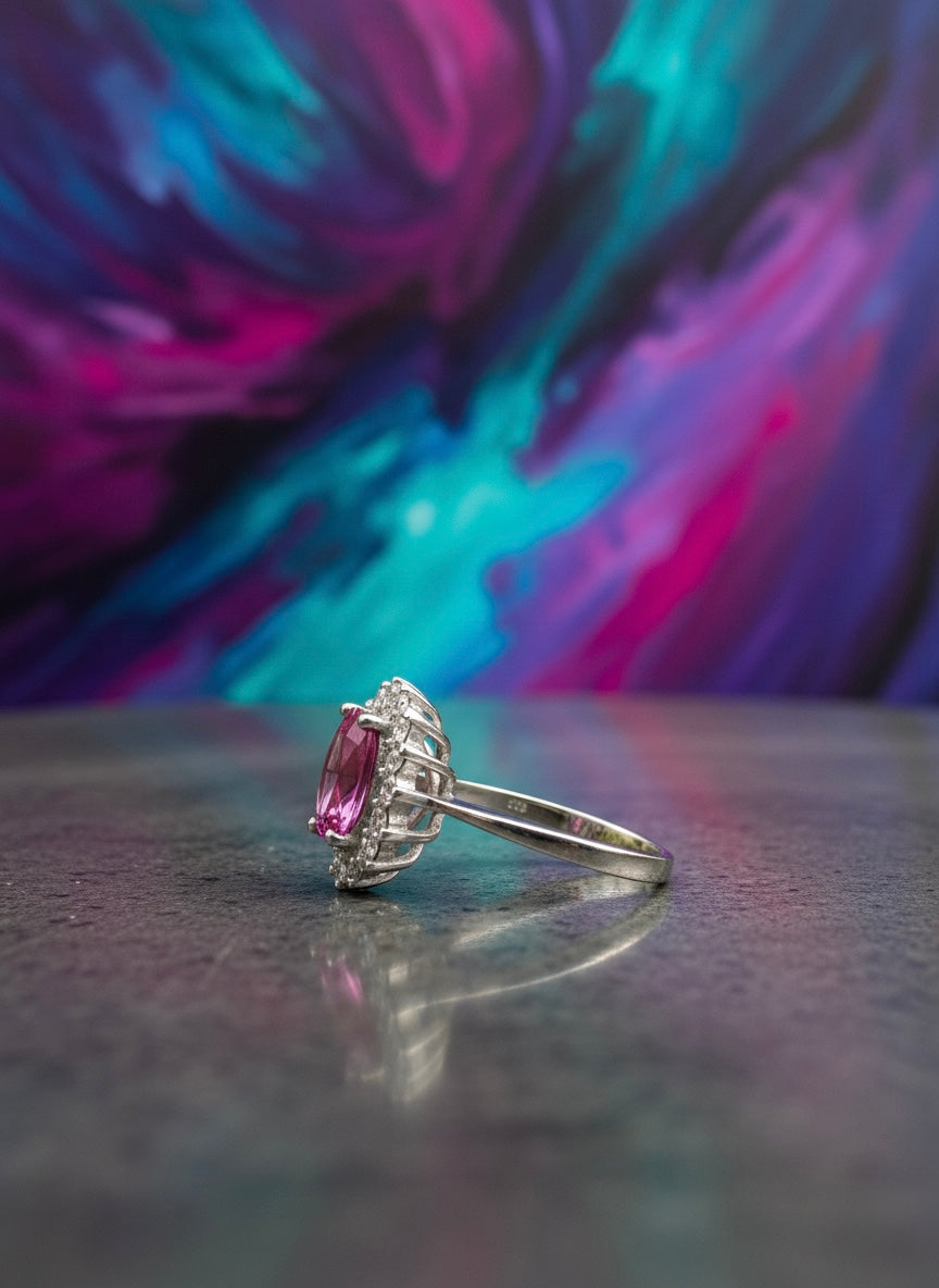 Pink Heart Halo Ring