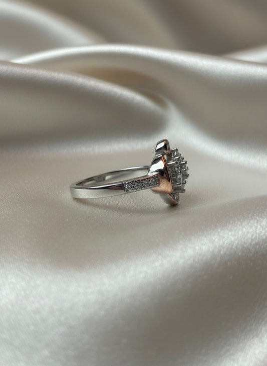 Two-Tone Petal Halo Ring