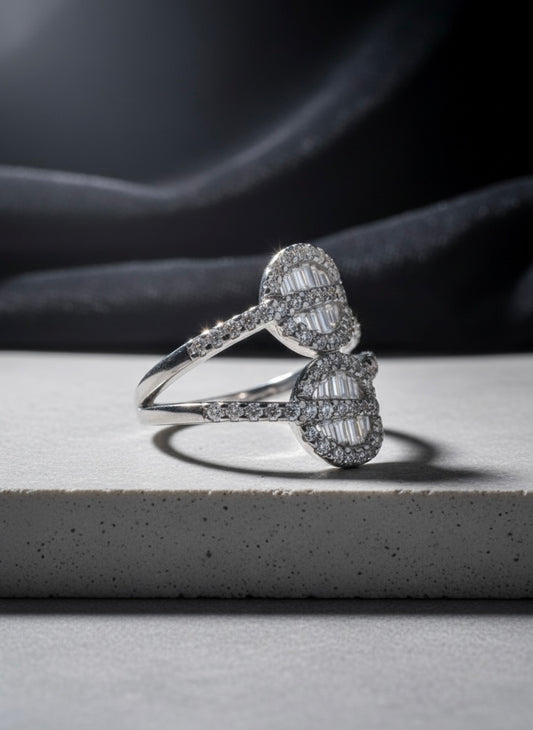 Dual Leaf Baguette Ring