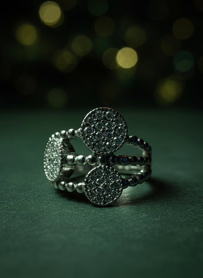 Triple Pave Circle Ring