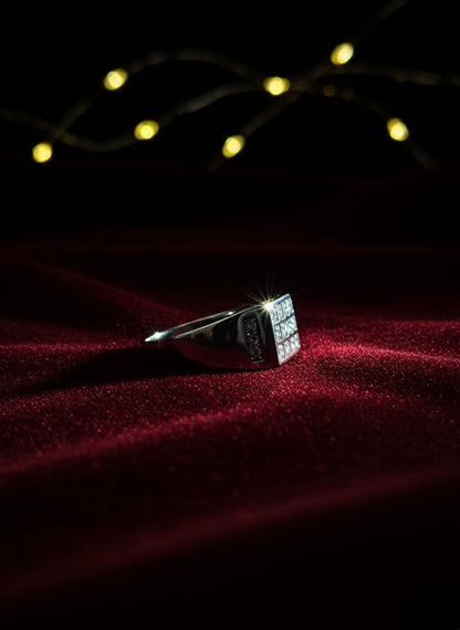 Grid Pave-Set CZ Ring