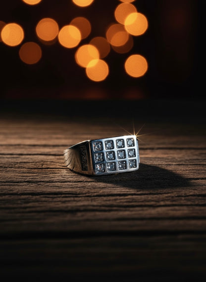 Grid Pave-Set CZ Ring