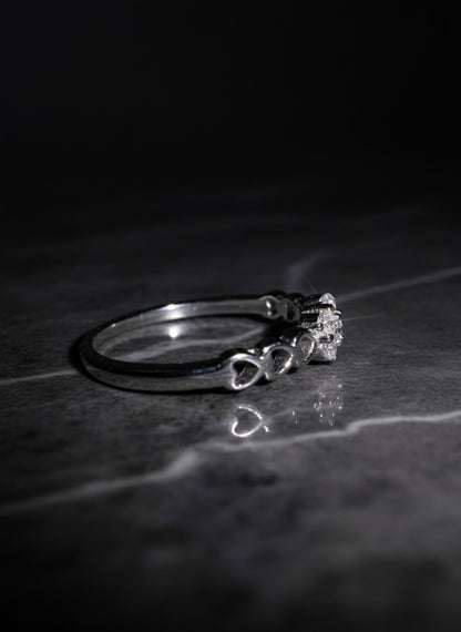 Heart and Flower Cluster Ring