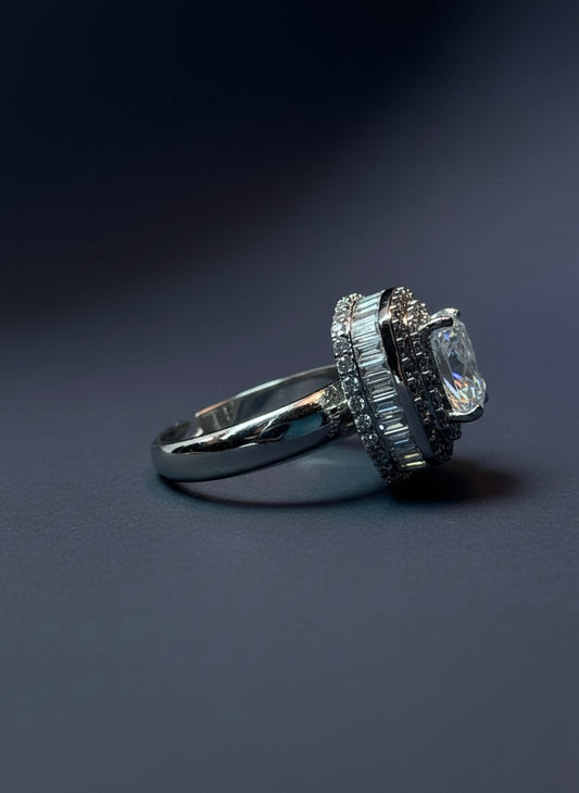 Cushion-Cut Double Halo Ring