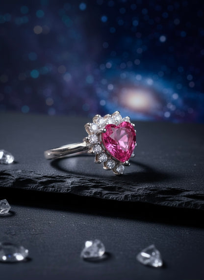 Pink Heart Halo Ring