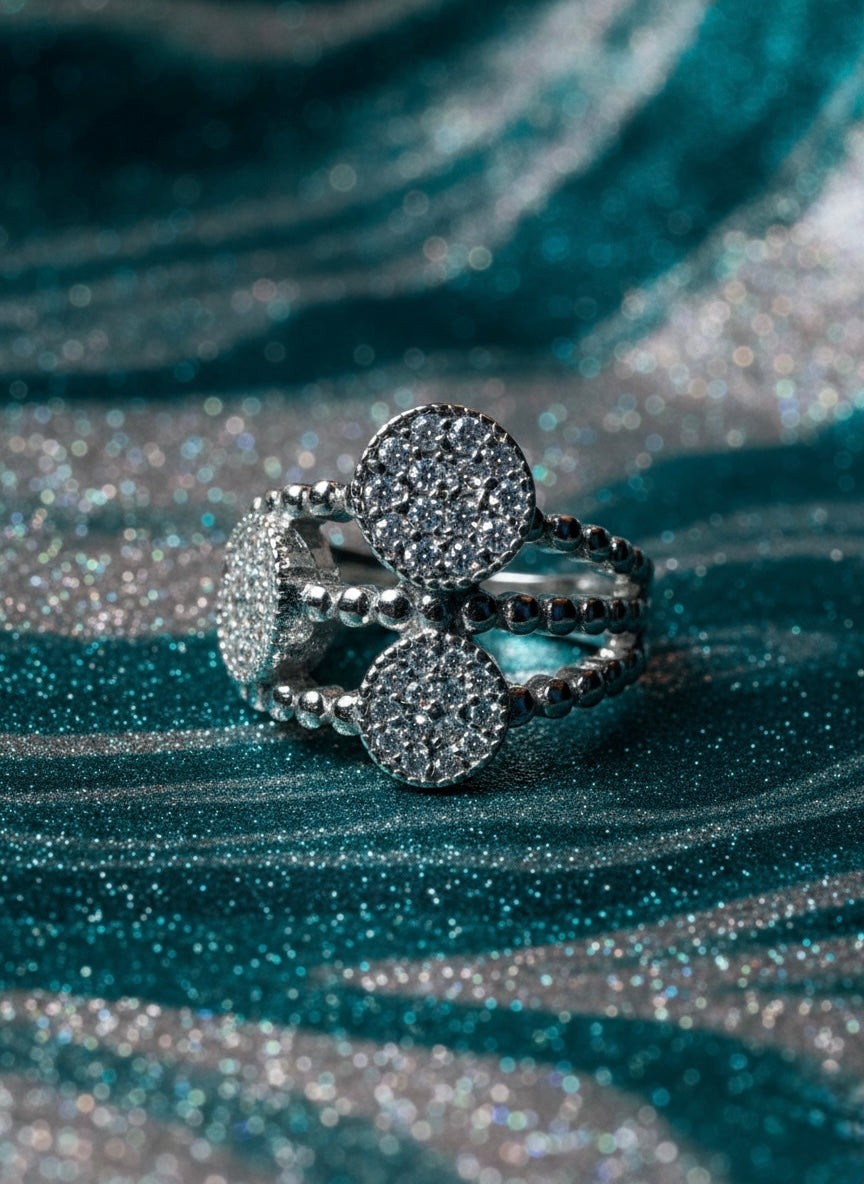 Triple Pave Circle Ring