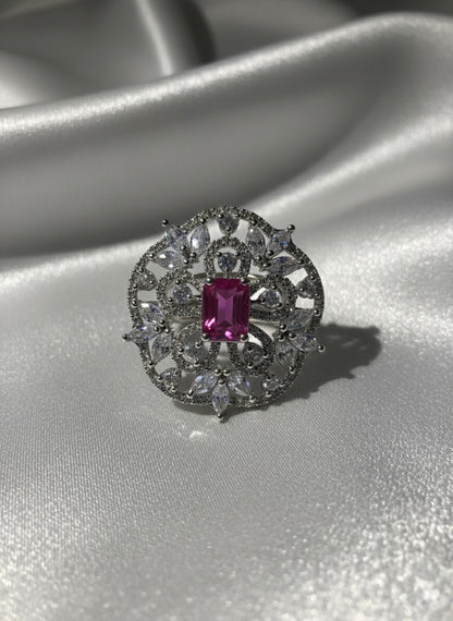 Pink Gemstone Filigree Ring
