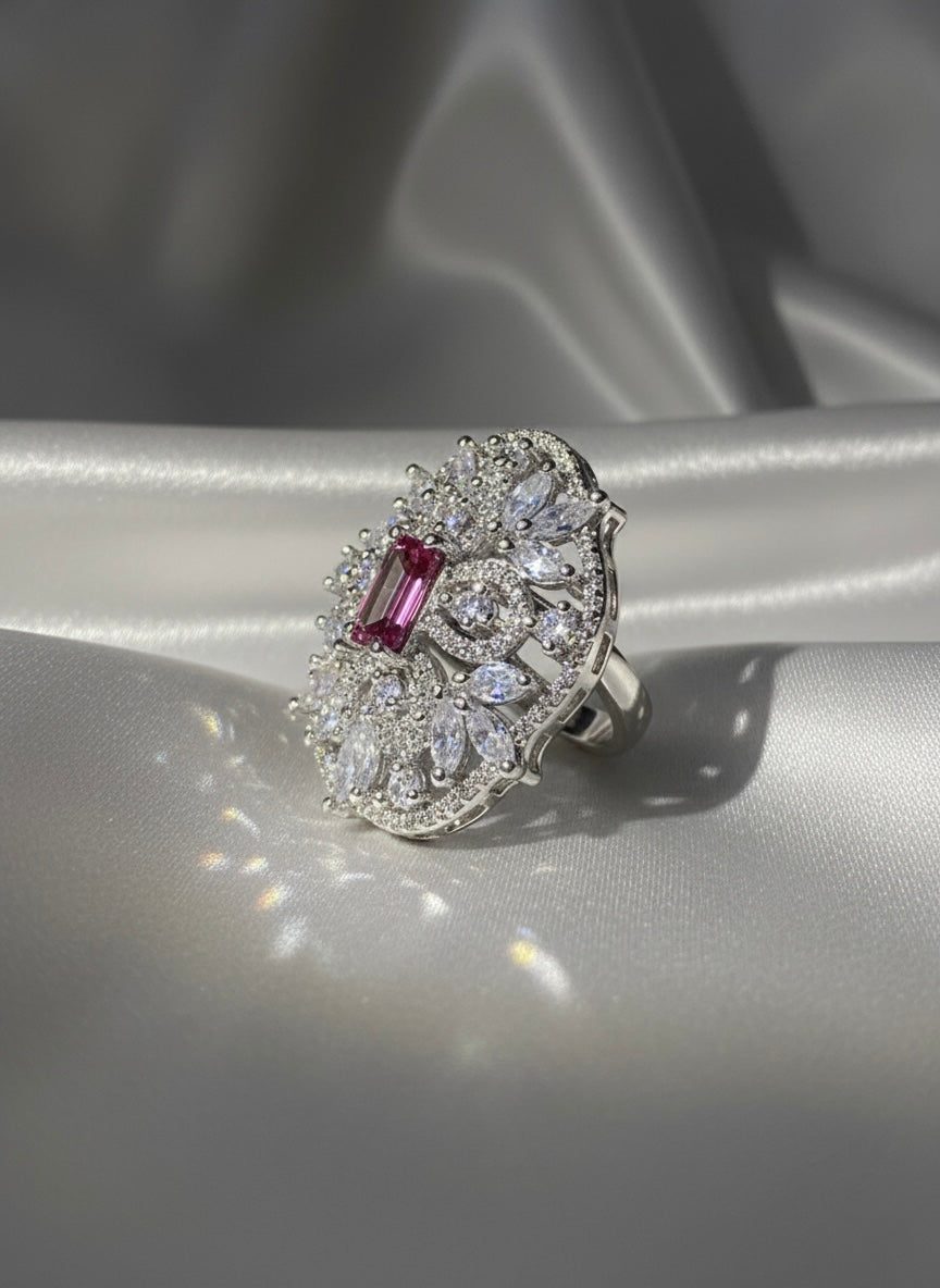 Pink Gemstone Filigree Ring