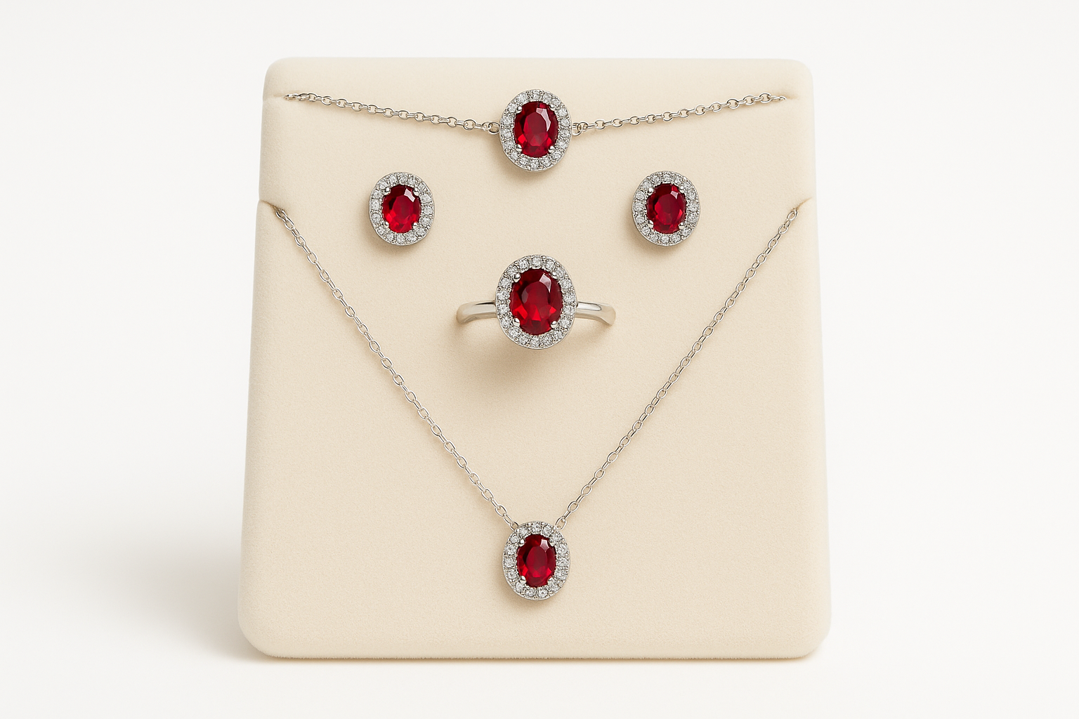 Jewelry Set on Cream Stand